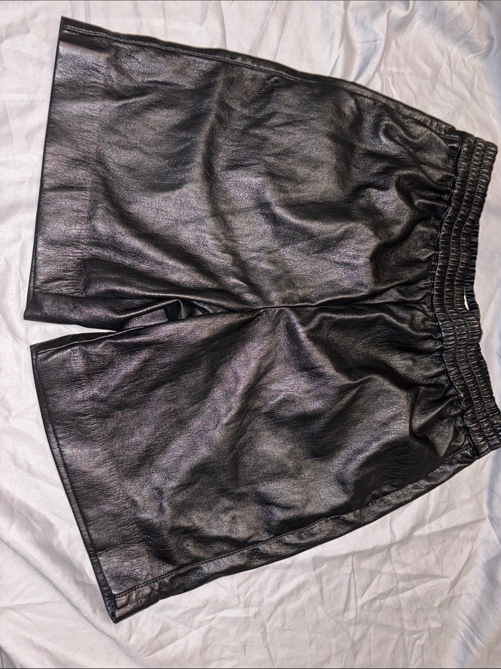 Babaton Black Faux Leather Bermuda Shorts